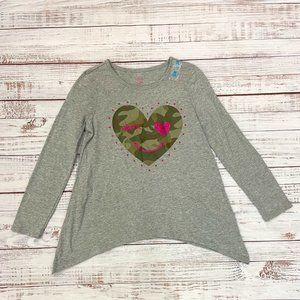 Girls Camo Emoji Heart Long Sleeve Fashion Top